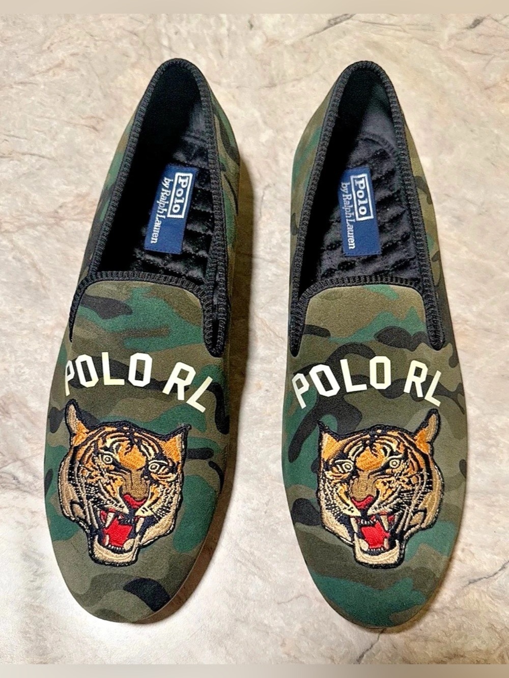 Polo Ralph Lauren Willard Camo Tiger Suede Slipper Slip-On Loafers